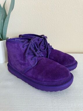 UGG Kids Purple Suede Lace-Up Weatherproof Boots